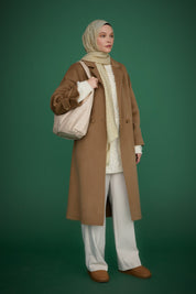 Oversize Kaşmir Kaban - Vizon