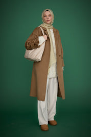 Oversize Kaşmir Kaban - Vizon
