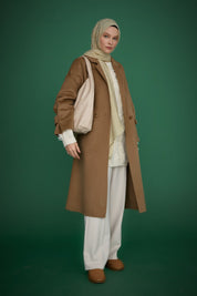 Oversize Kaşmir Kaban - Vizon