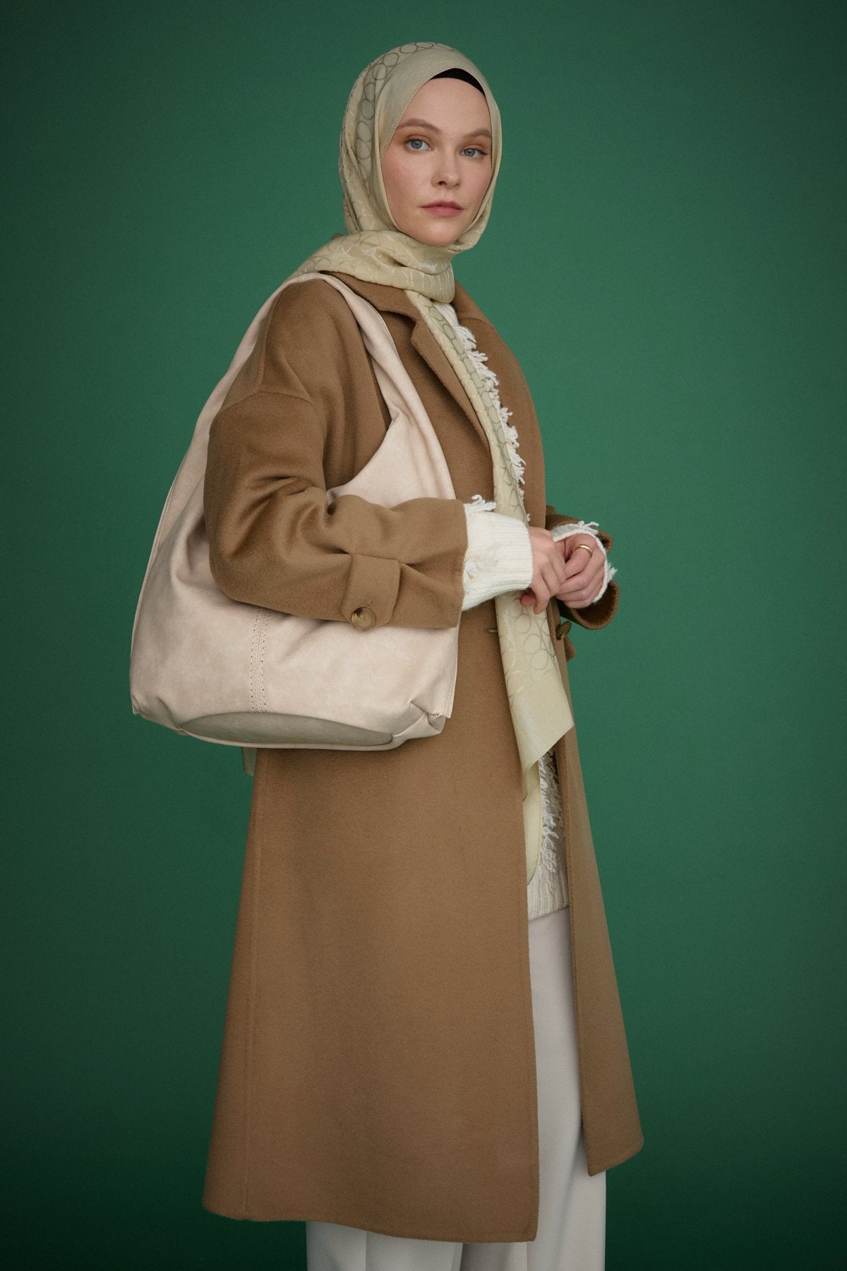 Oversize Kaşmir Kaban - Vizon