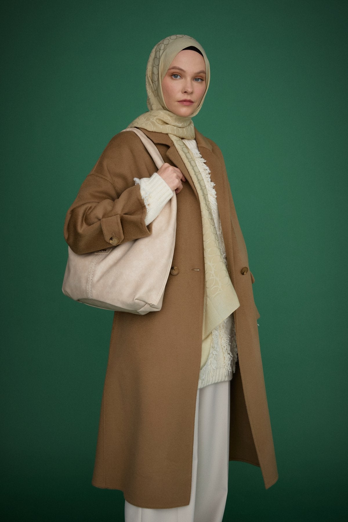 Oversize Kaşmir Kaban - Vizon