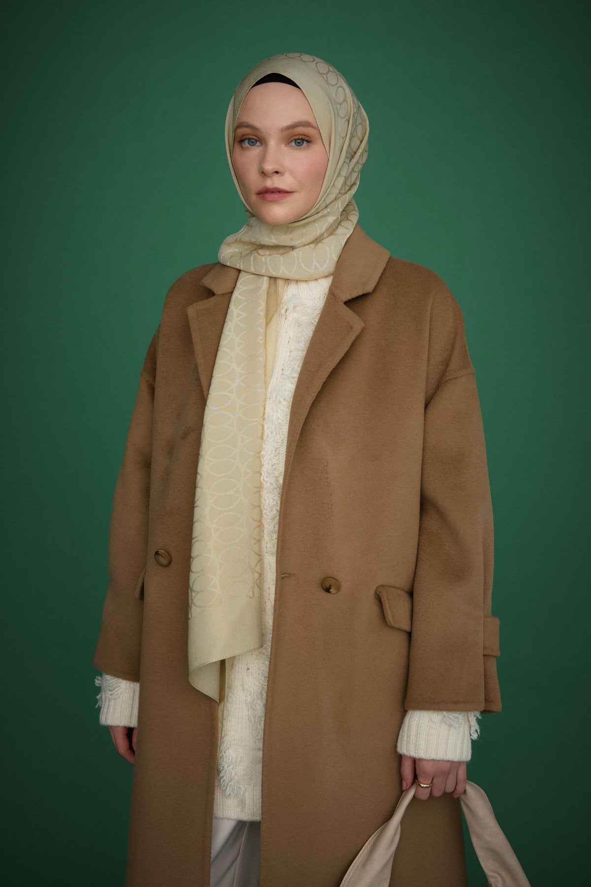 Oversize Kaşmir Kaban - Vizon