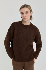 Oversize Small Patterned Sweater - Brown