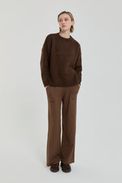Oversize Small Patterned Sweater - Brown