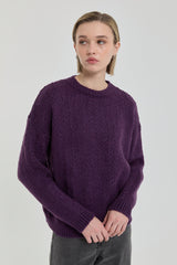 Oversize Small Patterned Sweater - Plum
