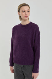 Oversize Small Patterned Sweater - Plum