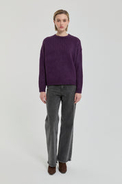 Oversize Small Patterned Sweater - Plum
