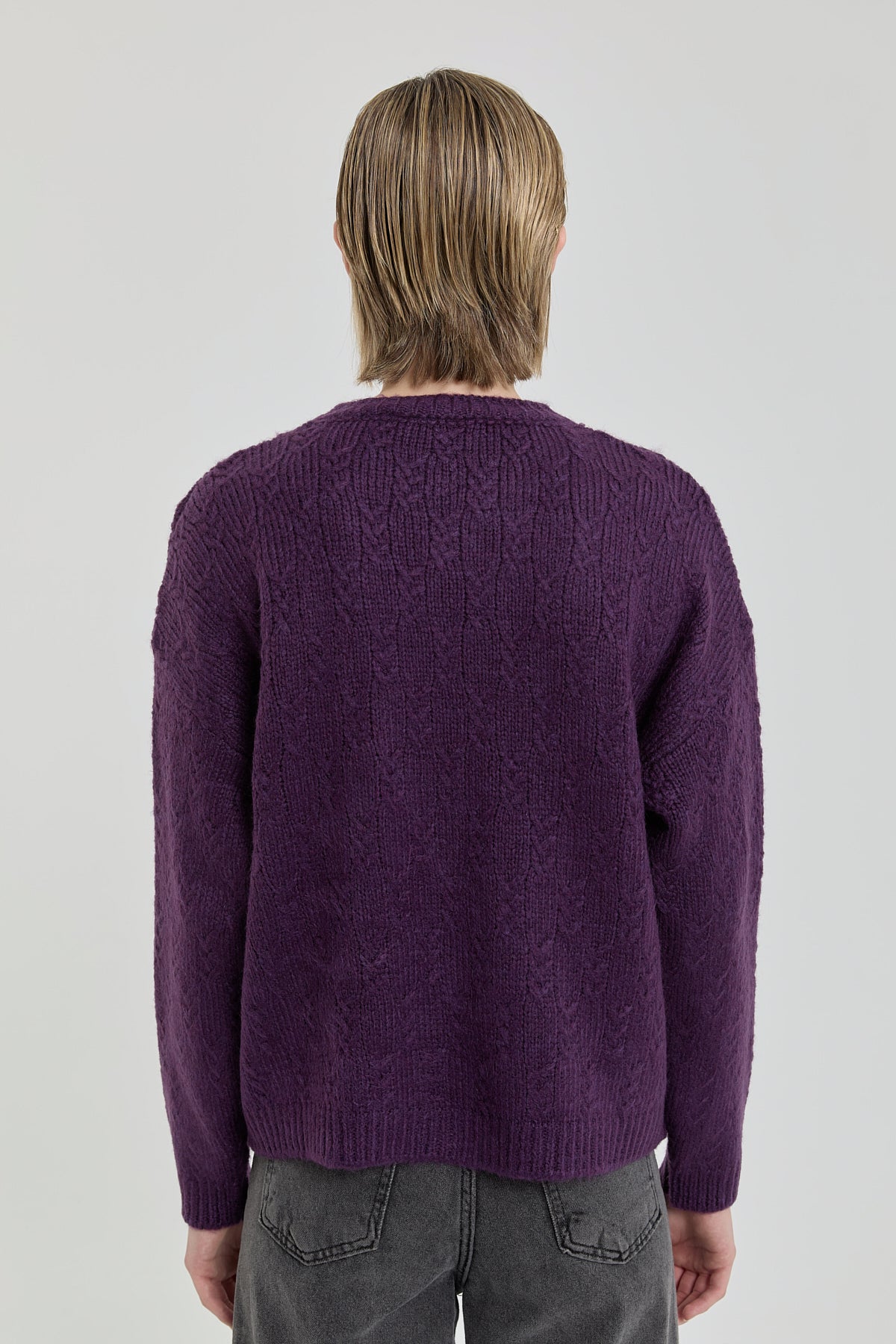 Oversize Small Patterned Sweater - Plum