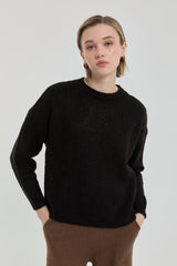 Oversize Small Patterned Sweater - Black