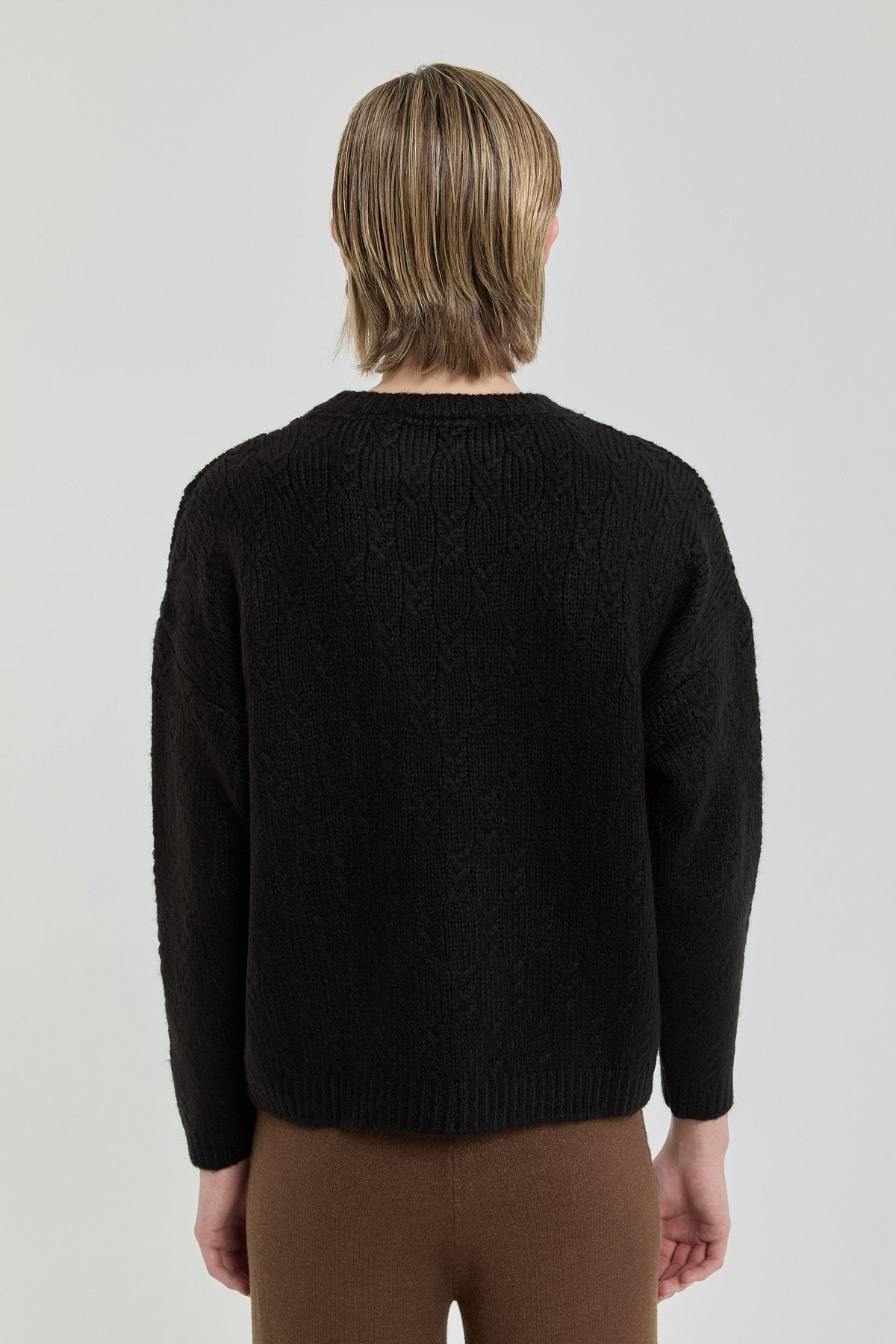 Oversize Small Patterned Sweater - Black