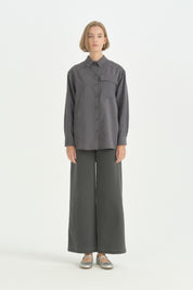 Oversize Kumaş Rahat Oversize Spor - Füme