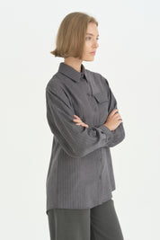Oversize Kumaş Rahat Oversize Spor - Füme