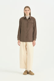 Oversize Kumaş Rahat Oversize Spor - Kahve