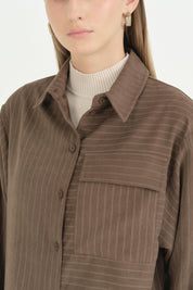 Oversize Kumaş Rahat Oversize Spor - Kahve