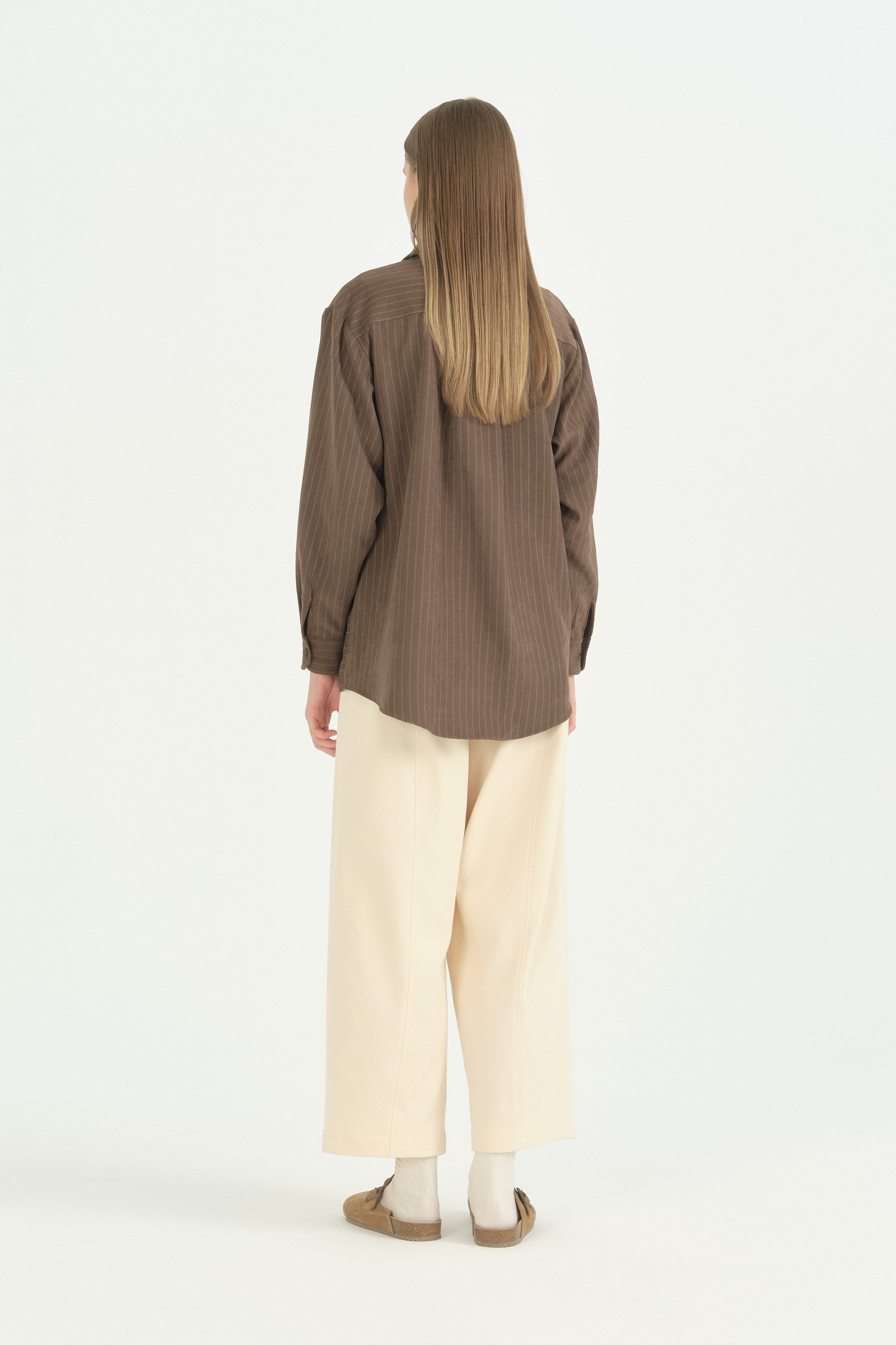 Oversize Kumaş Rahat Oversize Spor - Kahve