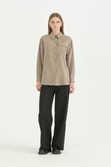 Oversize Kumaş Rahat Oversize Spor - Vizon
