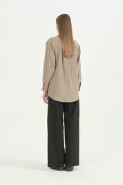 Oversize Kumaş Rahat Oversize Spor - Vizon