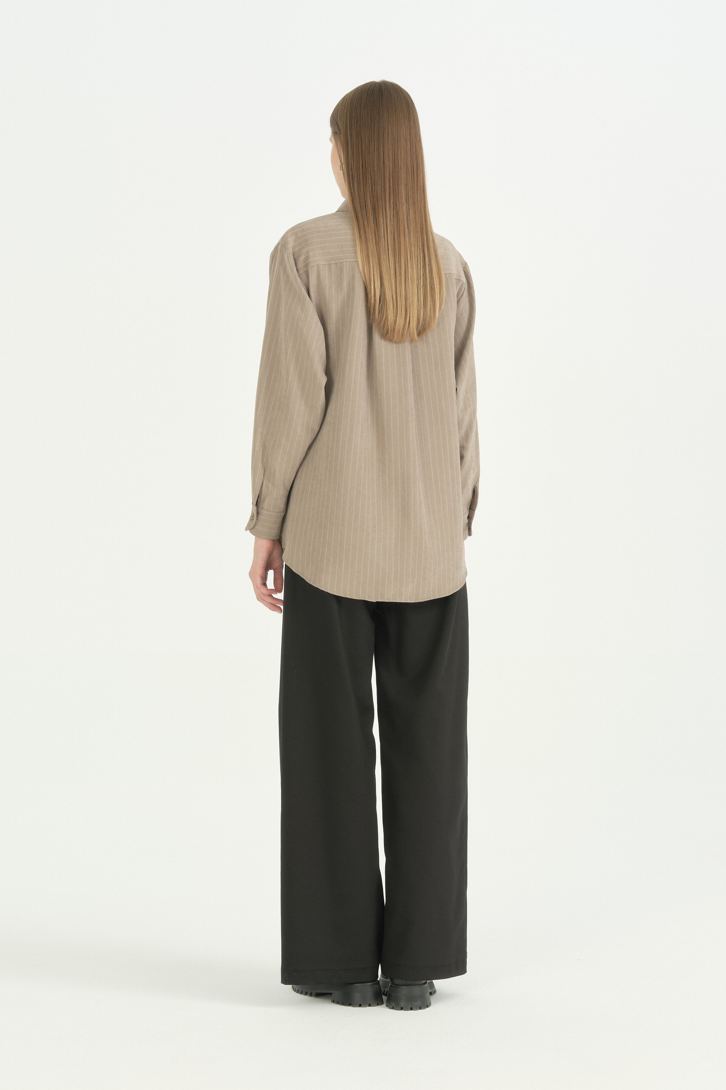 Oversize Kumaş Rahat Oversize Spor - Vizon