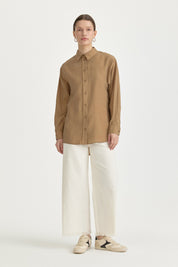 Oversize Lyocell Basic Tunik - Camel