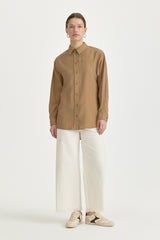 Oversize Lyocell Basic Tunik - Camel
