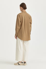 Oversize Lyocell Basic Tunik - Camel