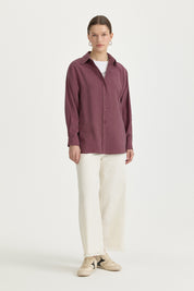 Oversize Lyocell Basic Tunik - Mürdüm