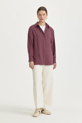 Oversize Lyocell Basic Tunik - Mürdüm