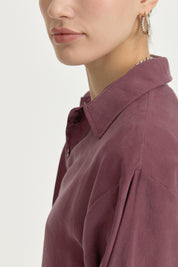Oversize Lyocell Basic Tunik - Mürdüm