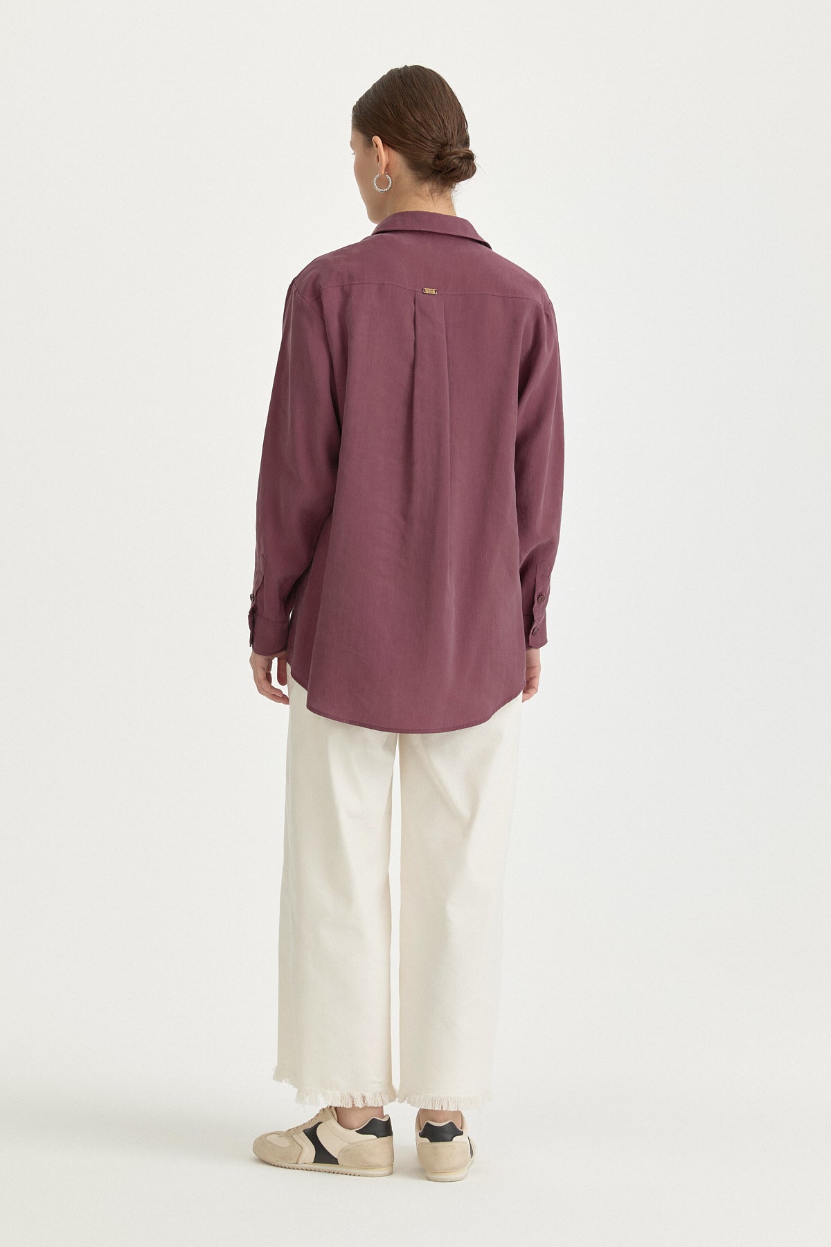 Oversize Lyocell Basic Tunik - Mürdüm