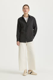 Oversize Lyocell Basic Tunik - Siyah