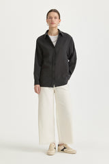 Oversize Lyocell Basic Tunik - Siyah