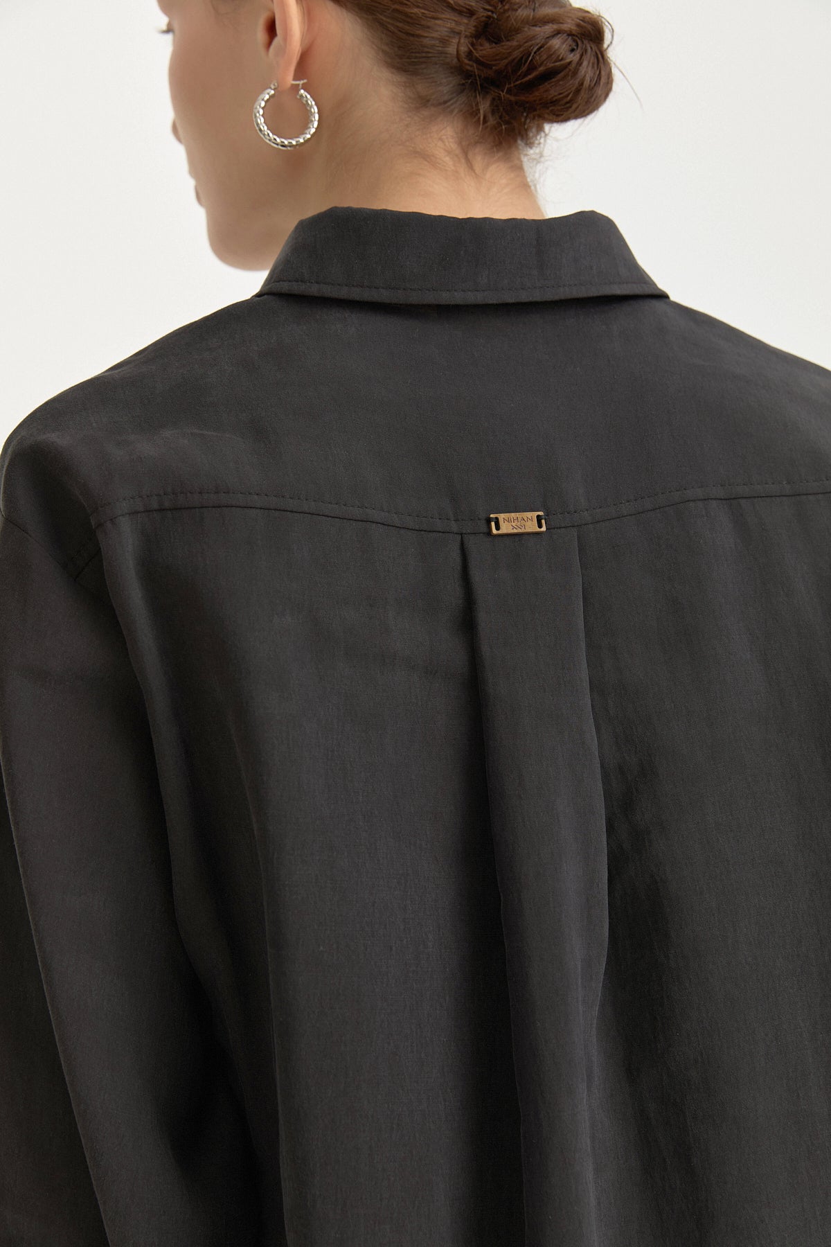 Oversize Lyocell Basic Tunik - Siyah