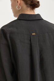 Oversize Lyocell Basic Tunik - Siyah