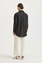 Oversize Lyocell Basic Tunik - Siyah