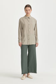 Oversize Lyocell Basic Tunik - Taş