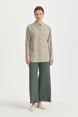 Oversize Lyocell Basic Tunik - Taş