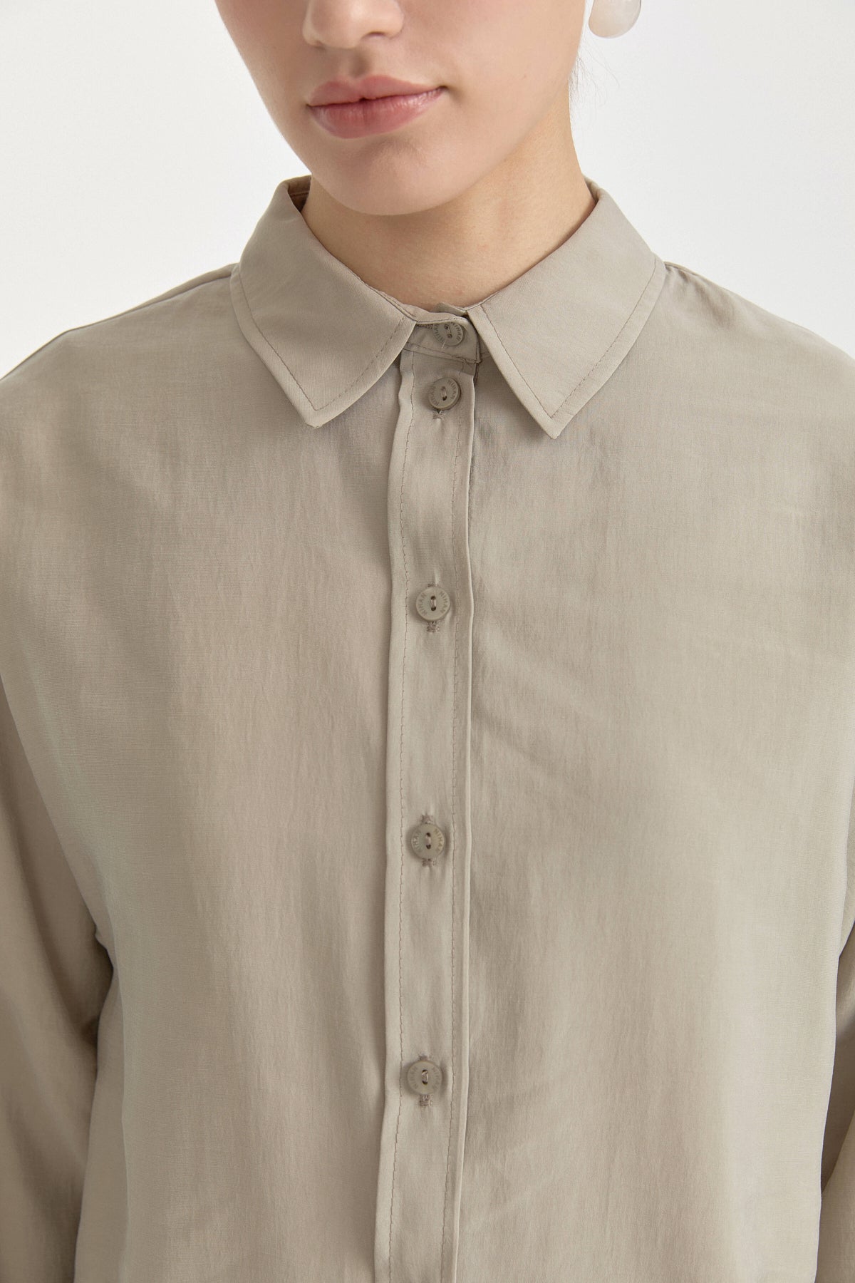 Oversize Lyocell Basic Tunik - Taş