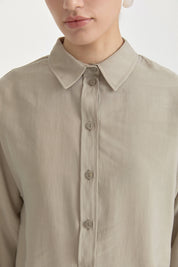 Oversize Lyocell Basic Tunik - Taş