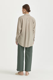 Oversize Lyocell Basic Tunik - Taş