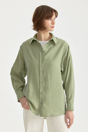 Oversize Lyocell Basic Tunik - Yeşil