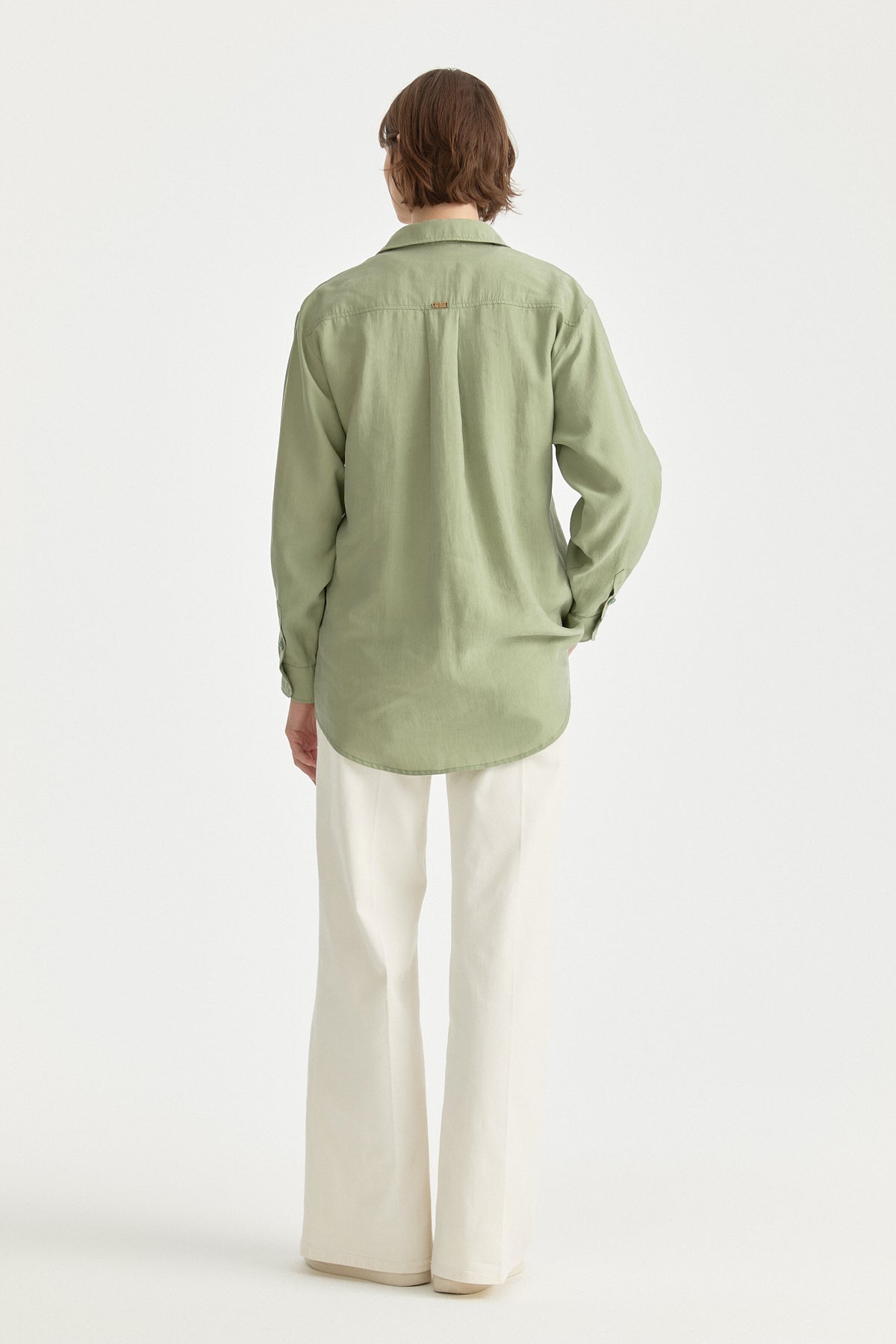 Oversize Lyocell Basic Tunik - Yeşil
