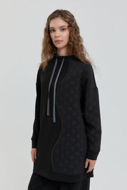 Oversize Örme Pantolon Tunik Takım - Siyah