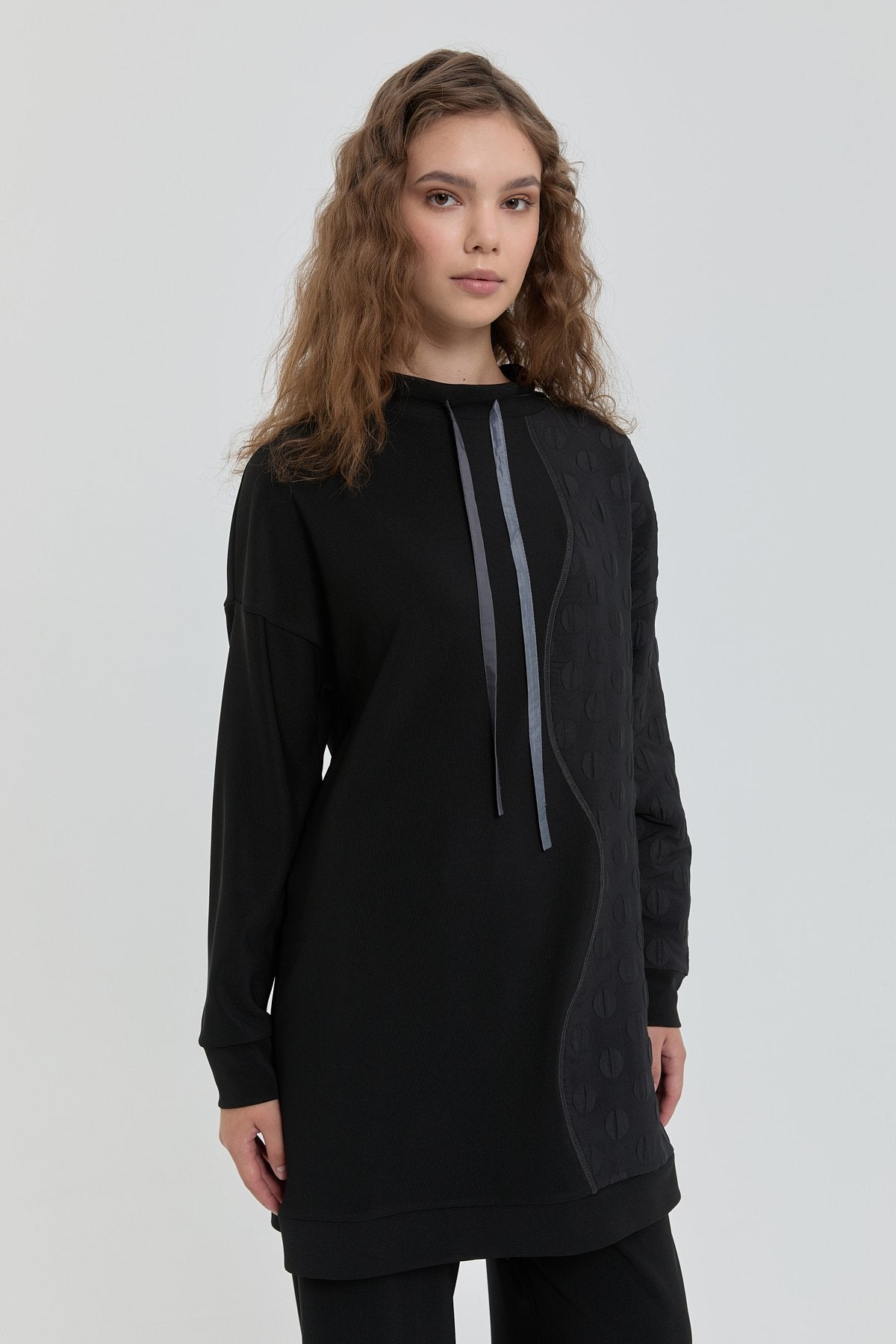 Oversize Örme Pantolon Tunik Takım - Siyah