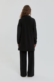 Oversize Örme Pantolon Tunik Takım - Siyah