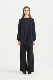 Oversize Rayon Triko Tunik - Lacivert