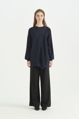 Oversize Rayon Triko Tunik - Lacivert