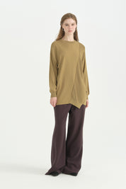 Oversize Rayon Triko Tunik - Olive