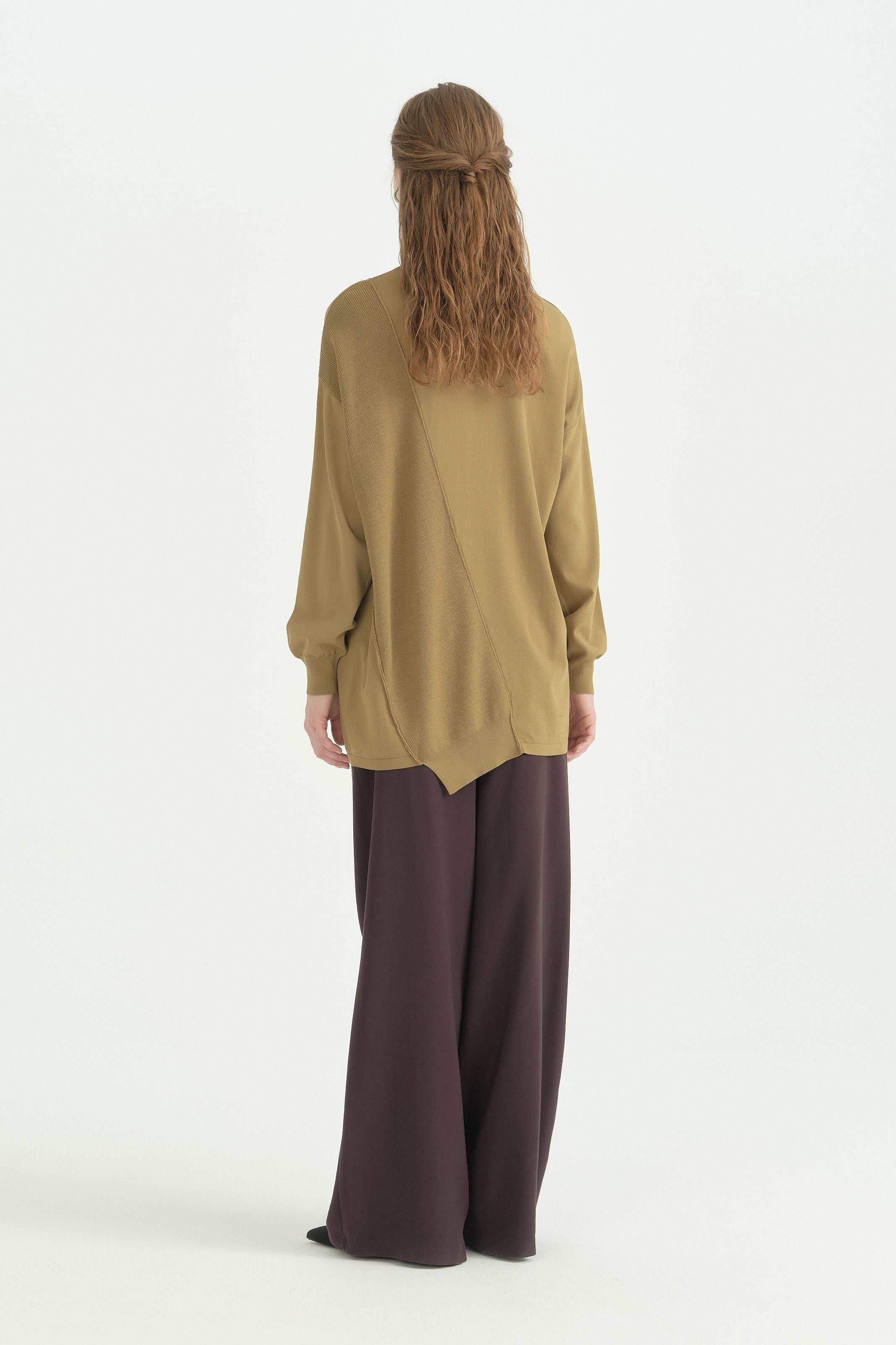 Oversize Rayon Triko Tunik - Olive