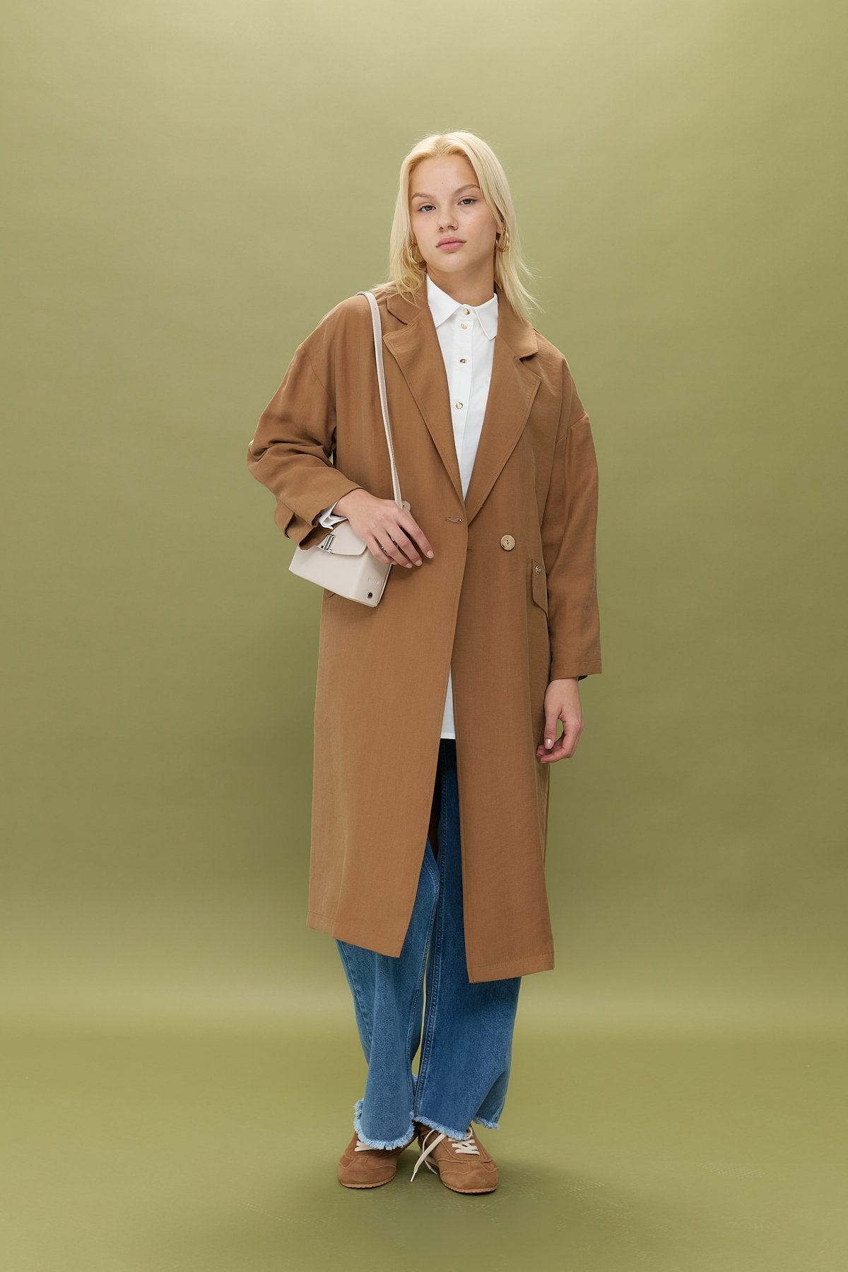 Oversize Tencel Kap - Açık Kahve