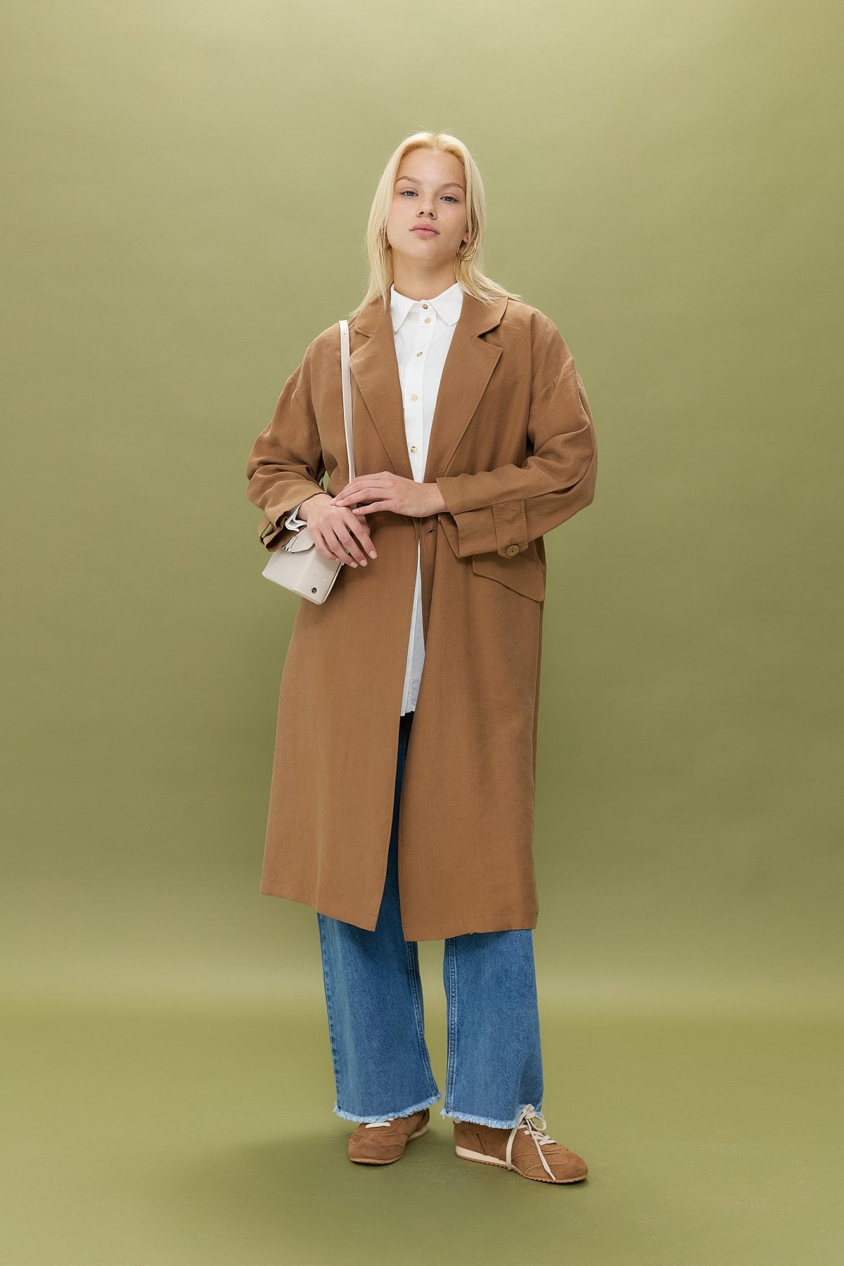Oversize Tencel Kap - Açık Kahve